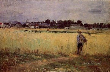 ベルト・モリゾ Painting - ジュヌヴィリエの小麦畑にて ベルト・モリゾ